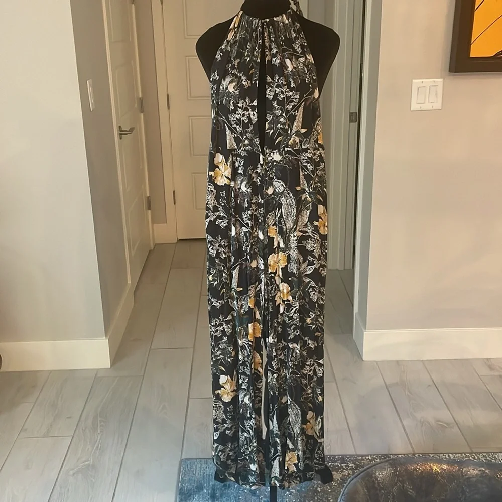 Free People Halter Top One Piece Jumpsuit Black Combo Size 4 - Picture 4 of 10